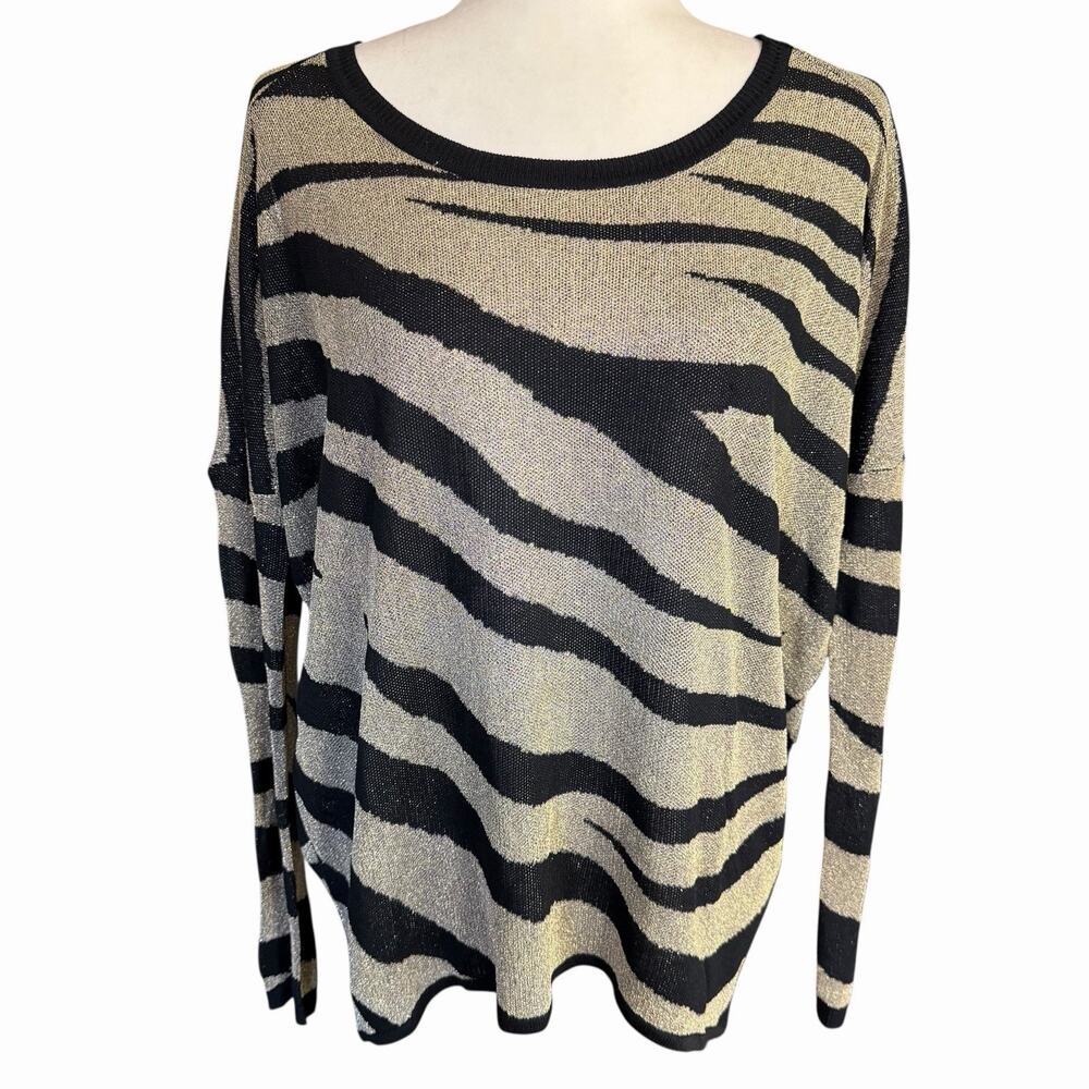 Neiman Marcus Animal Print Bateau Neckline Sweatshirt Small Mobwife Career NWT